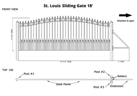 Aleko Steel Sliding Driveway Gate ST.LOUIS Style 18 x 6 ft DG18SPTSSL-AP