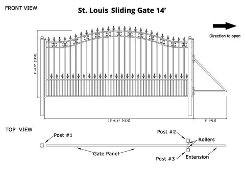 Aleko Steel Sliding Driveway Gate ST.LOUIS Style 14 x 6 ft DG14SPTSSL-AP