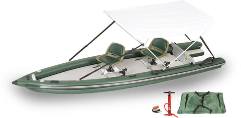 Sea Eagle FishSkiff 16 Inflatable Fishing Boat 2 Person Swivel Seat Canopy Package FSK16K_SWC