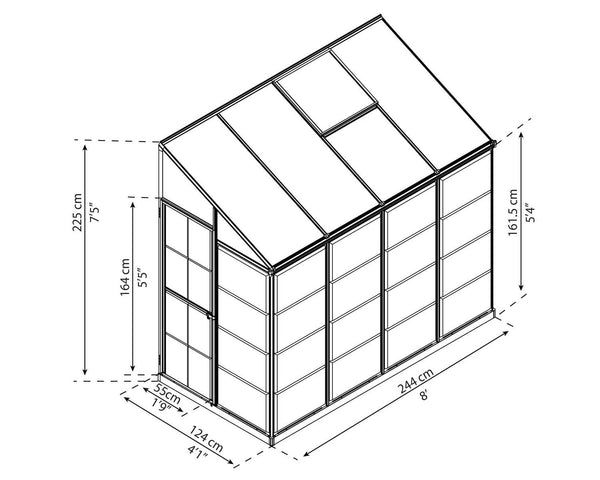 Hybrid Lean-To 4' x 8' Greenhouse