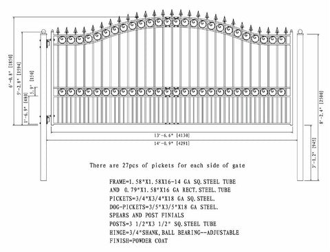 Aleko Steel Single Swing Driveway Gate London Style 14 x 6 ft DG14LONSSW-AP