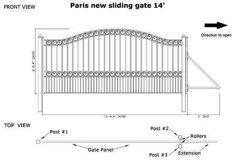 Aleko Steel Sliding Driveway Gate Paris Style 14 x 6 ft DG14PARSSL-AP