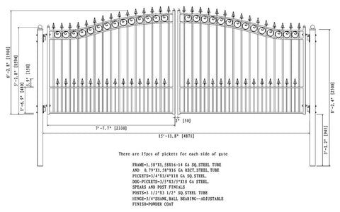 Aleko Steel Dual Swing Driveway Gate Prague Style 16 x 6 DG16PRAD-AP