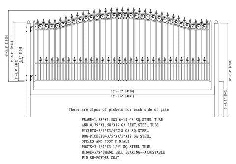 Aleko Steel Single Swing Driveway Gate Prague Style 16 x 6 ft DG16PRASSW-AP