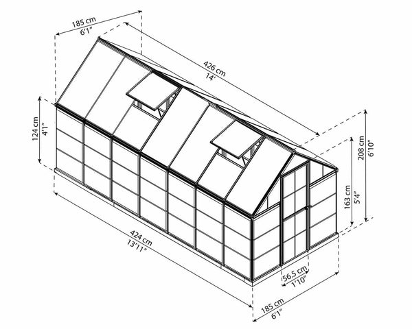 Hybrid 6' x 14' Greenhouse - Silver