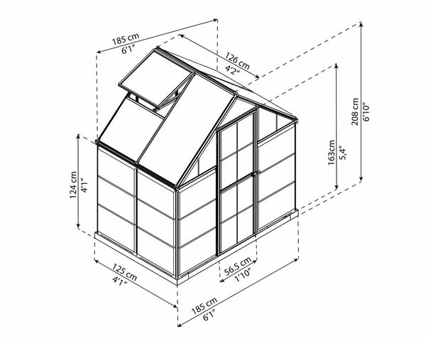 Hybrid 6' x 4' Greenhouse - Green