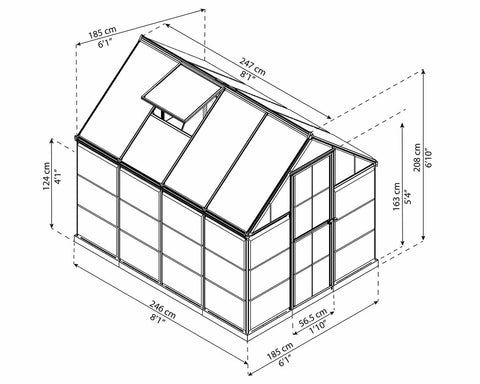 Hybrid 6' x 8' Greenhouse - Green - One Box