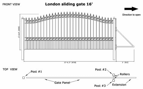 Aleko Steel Sliding Driveway Gate London Style 16 x 6 ft DG16LONSSL-AP