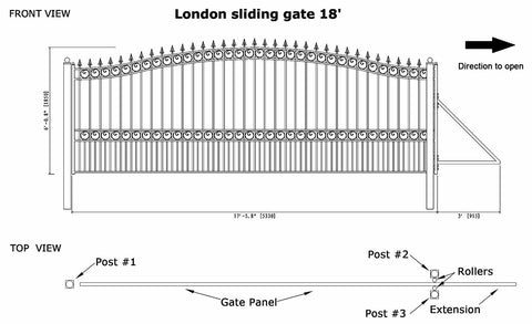 Aleko Steel Sliding Driveway Gate London Style 18 x 6 ft DG18LONSSL-AP