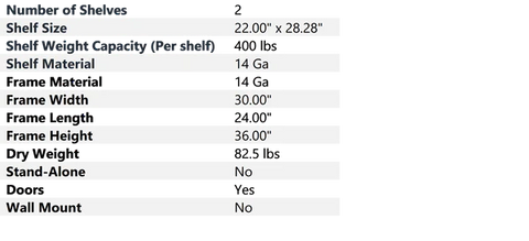 60 x 2 Adj. Height Shelves & Mounting Brackets w/ 2 x 30 Doors (req. base unit on each end)