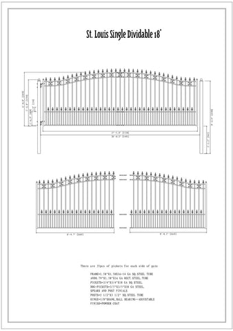 Aleko Steel Single Swing Driveway Gate ST.LOUIS Style 18 x 6 Ft DG18SPTSSW-AP