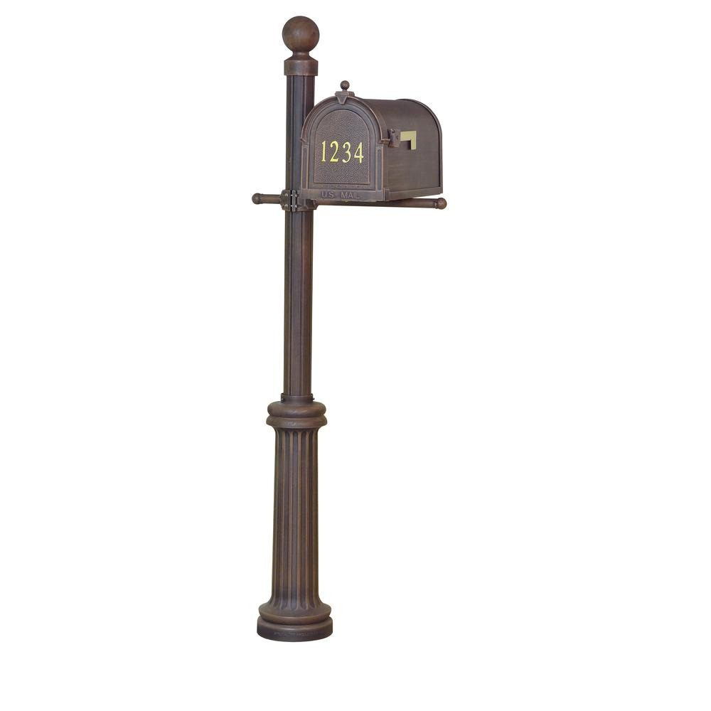 Berkshire Curbside Mailbox with Front Address Numbers and Fresno Mailbox Post