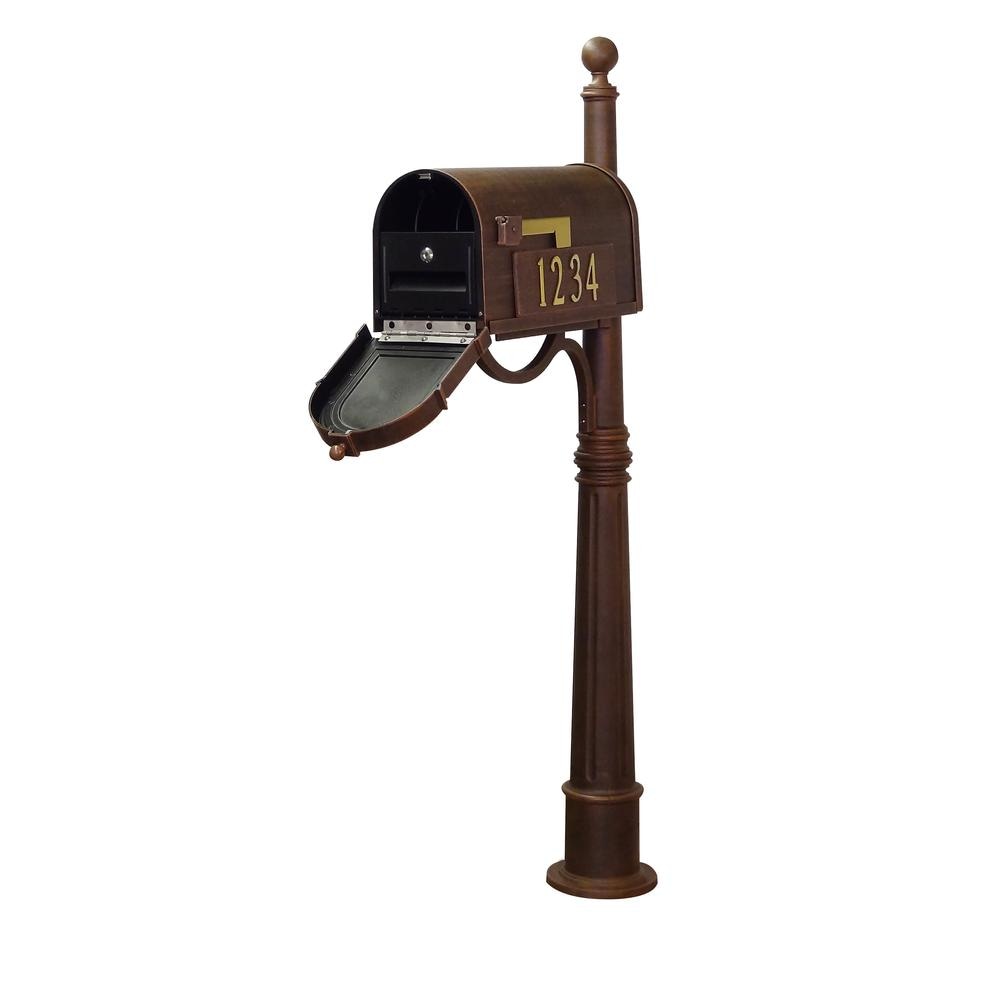 Berkshire Curbside Mailbox with Front and Side Address Numbers, Locking Insert and Ashland Mailbox Post