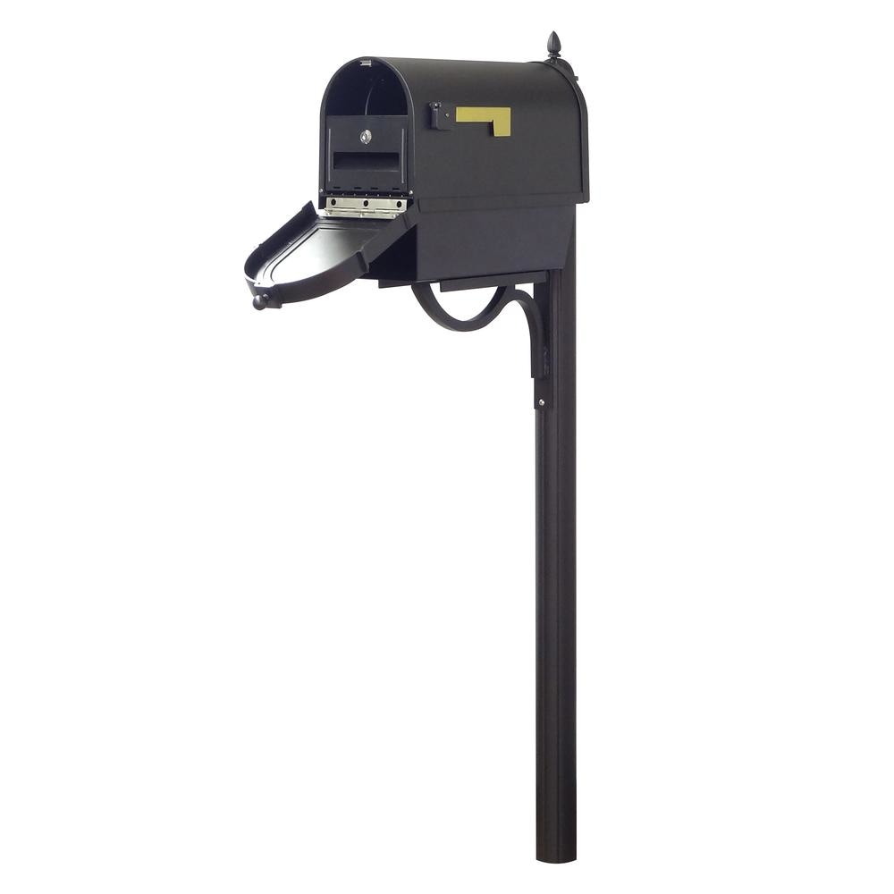 Berkshire Curbside Mailbox with Newspaper Tube, Front Address Numbers, Locking Insert and Richland Mailbox Post