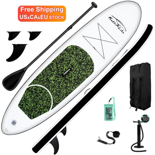 Fun Water 10’x30’’x6’’ Inflatable Paddleboard Soft Top Surfboard - Green Water sports