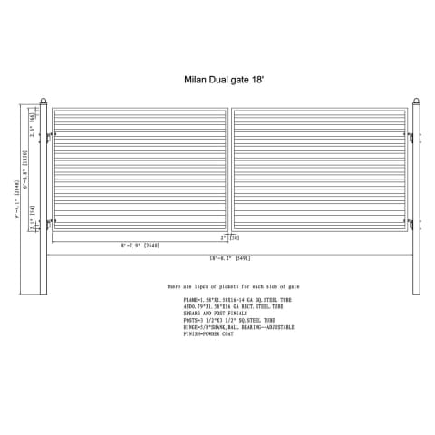 Aleko Steel Dual Swing Driveway Gate Milan Style 18 x 6 ft DG18MILD-AP