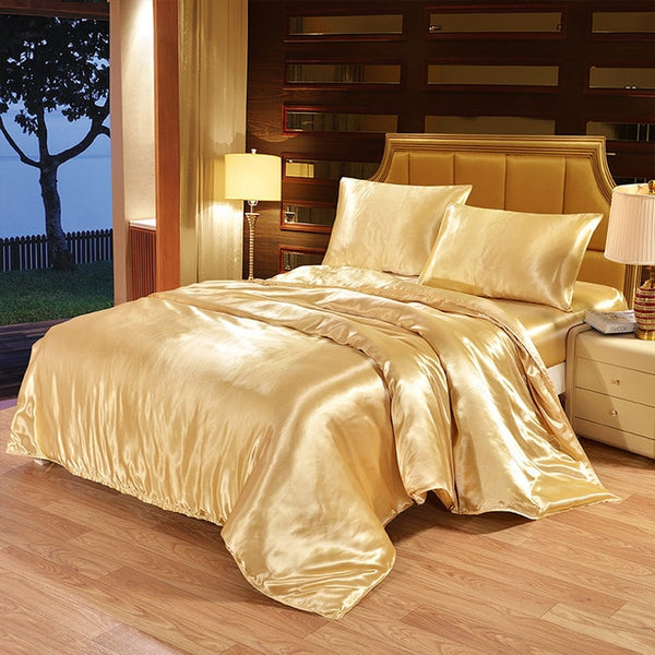 Satin Silk Bedding Set Luxury Queen King Size Bed Set Quilt