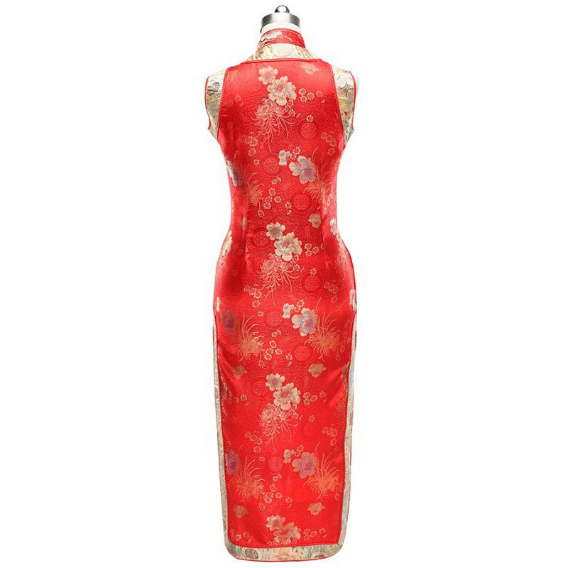 Traditional Brocade Long Cheongsam Floral Chinese Dress – IDREAMMART