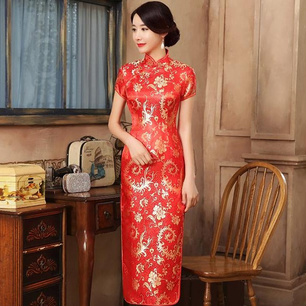 Paisley Pattern Brocade Traditional Cheongsam Chinese Wedding Dress ...