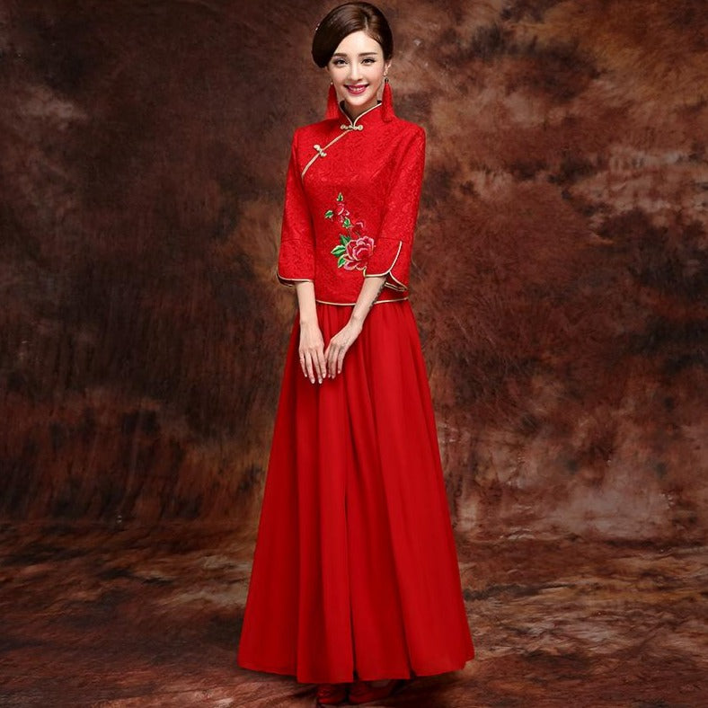 chinese chiffon dress