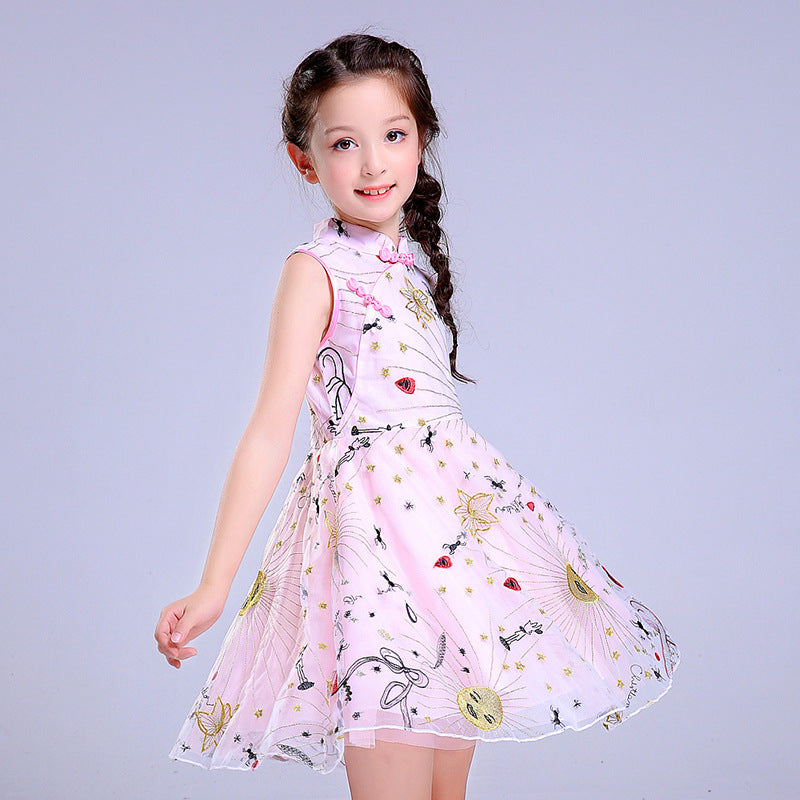 Cheongsam Top Tulle Skirt Kid's Chinese Dress Princess Dress – IDREAMMART