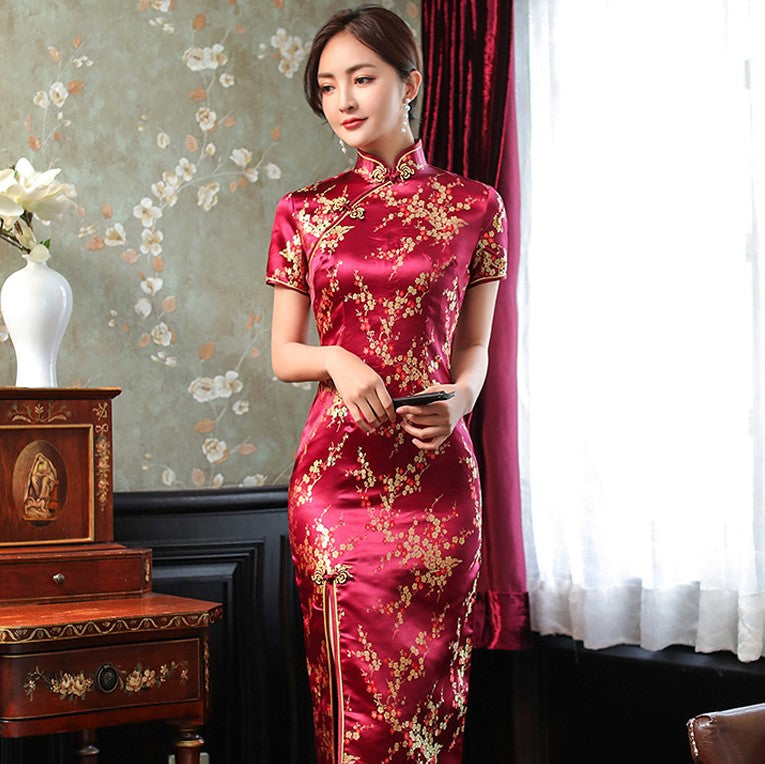 Floral Brocade Open Front Classic Cheongsam Chinese Dress – IDREAMMART