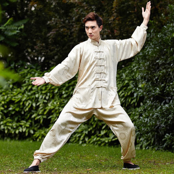 Auspicious Pattern Silk Blend Chinese Kung-fu Suit – IDREAMMART