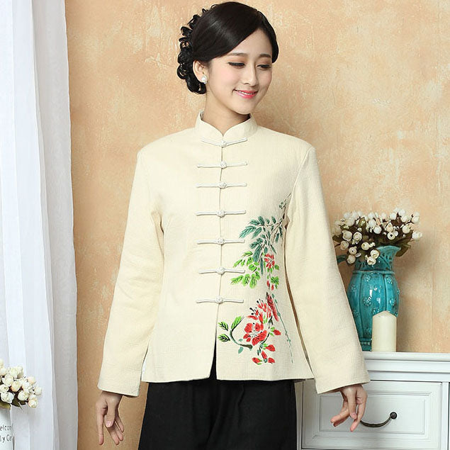 Azalea Pattern Signature Cotton Traditional Chinese Jacket – IDREAMMART