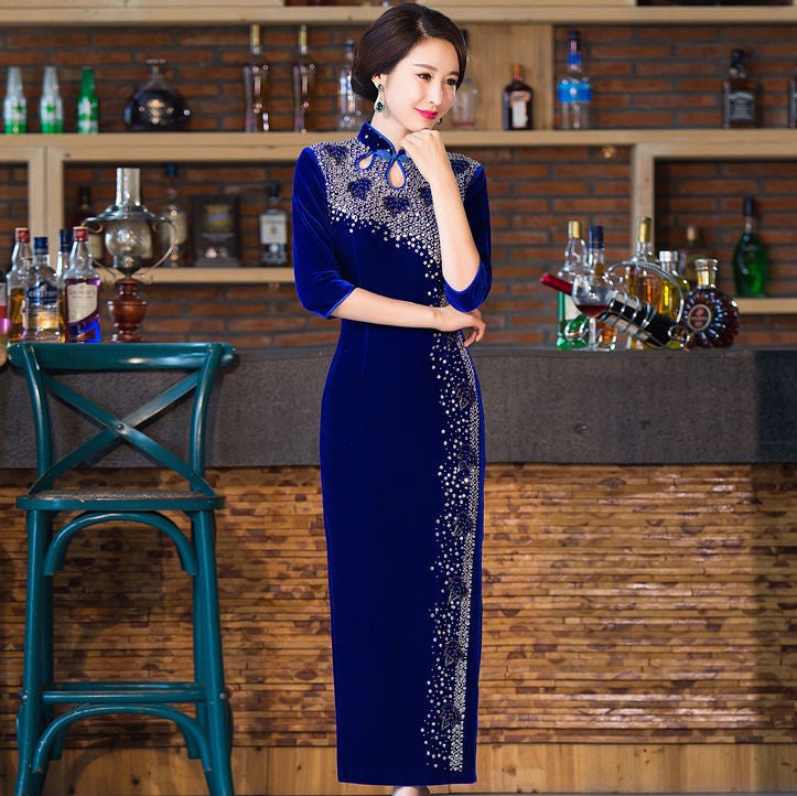 chinese velvet dress