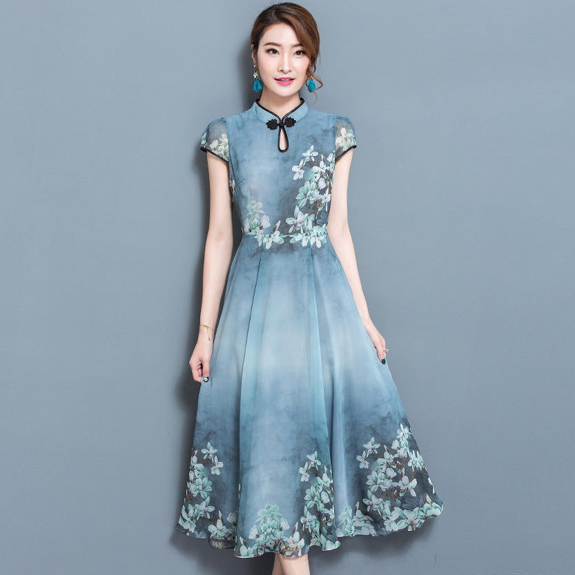 chinese chiffon dress