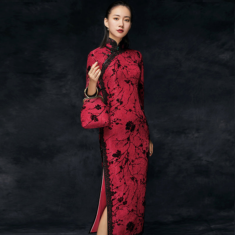 Tea Length Traditional  Cheongsam  Chinese Dress  Full of 