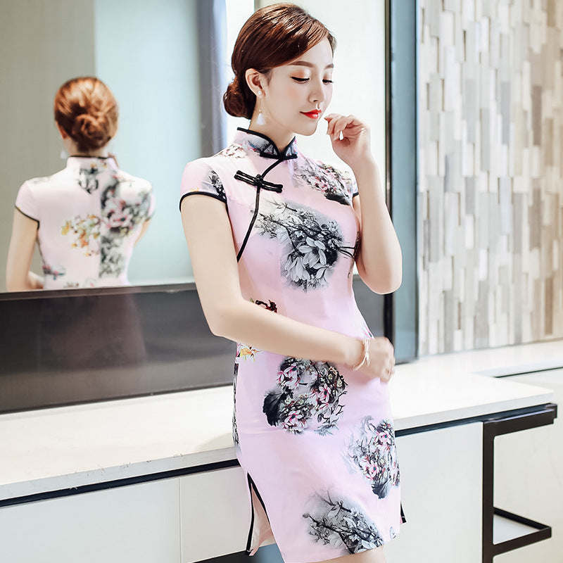 Floral Silk Bodycon Retro Cheongsam Chinese Dress Day Dress – IDREAMMART