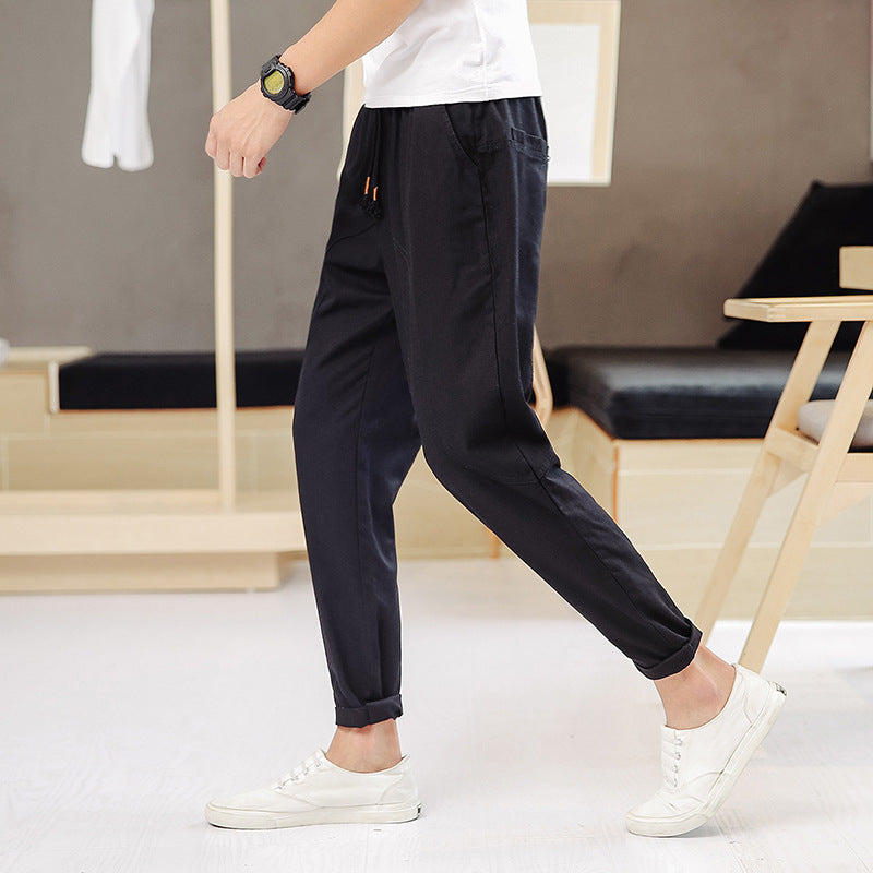 Signature Cotton Chinese Style Harem Pants Ninth Pants – IDREAMMART