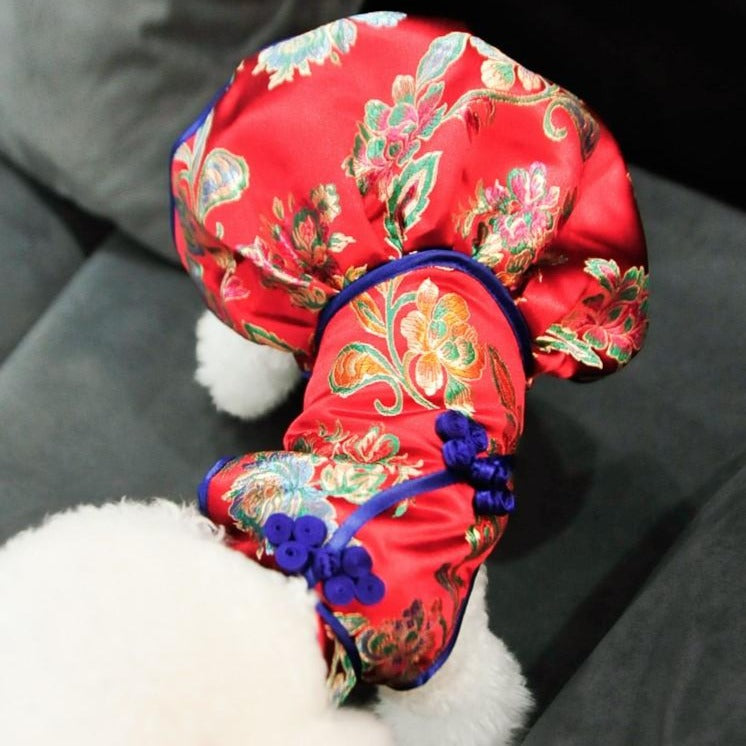 Floral Brocade Traditional Cheongsam Chinese Dress for Dog Teddy ...