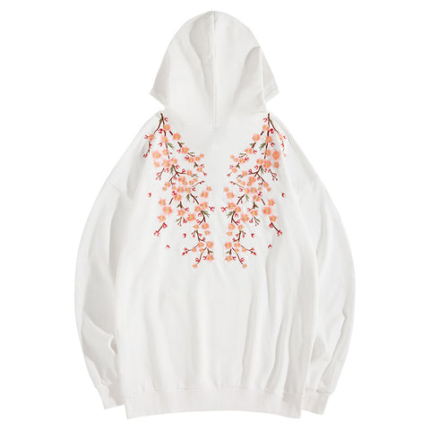 Cyprinus Embroidery unisex Oriental Hoodie Cotton Sweatshirt White / XXL / Thick