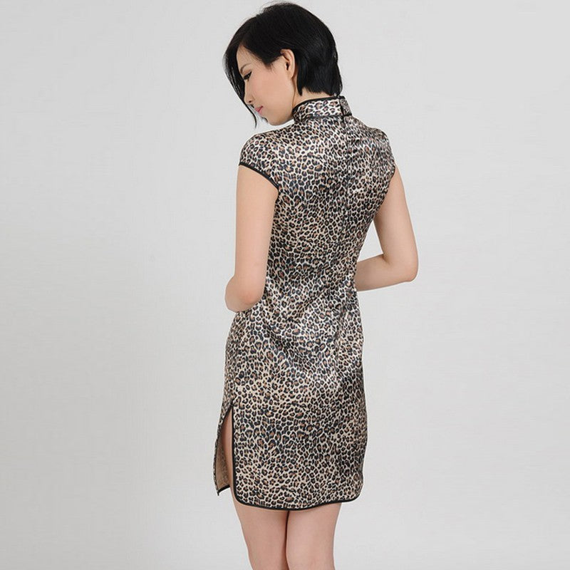 leopard print chinese dress