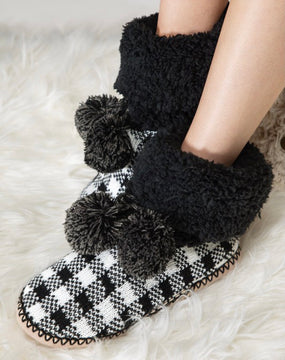 Black and White Buffalo Check Slippers