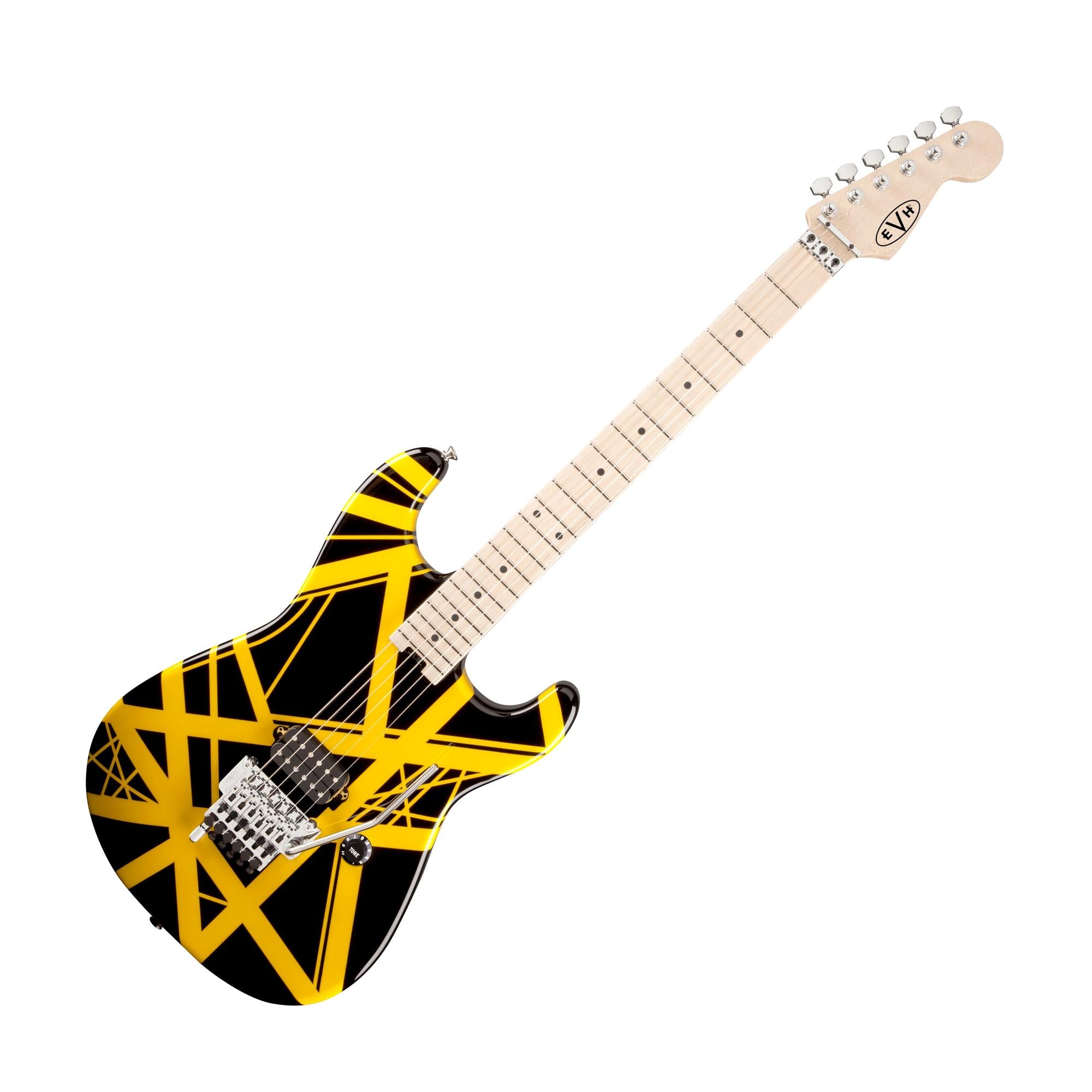 evh black and yellow guitar