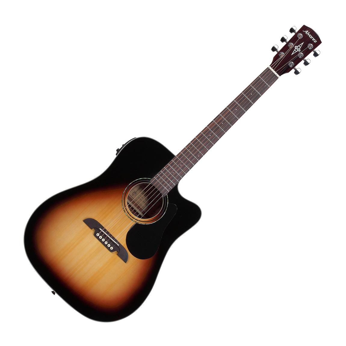 sunburst electro acoustic guitar