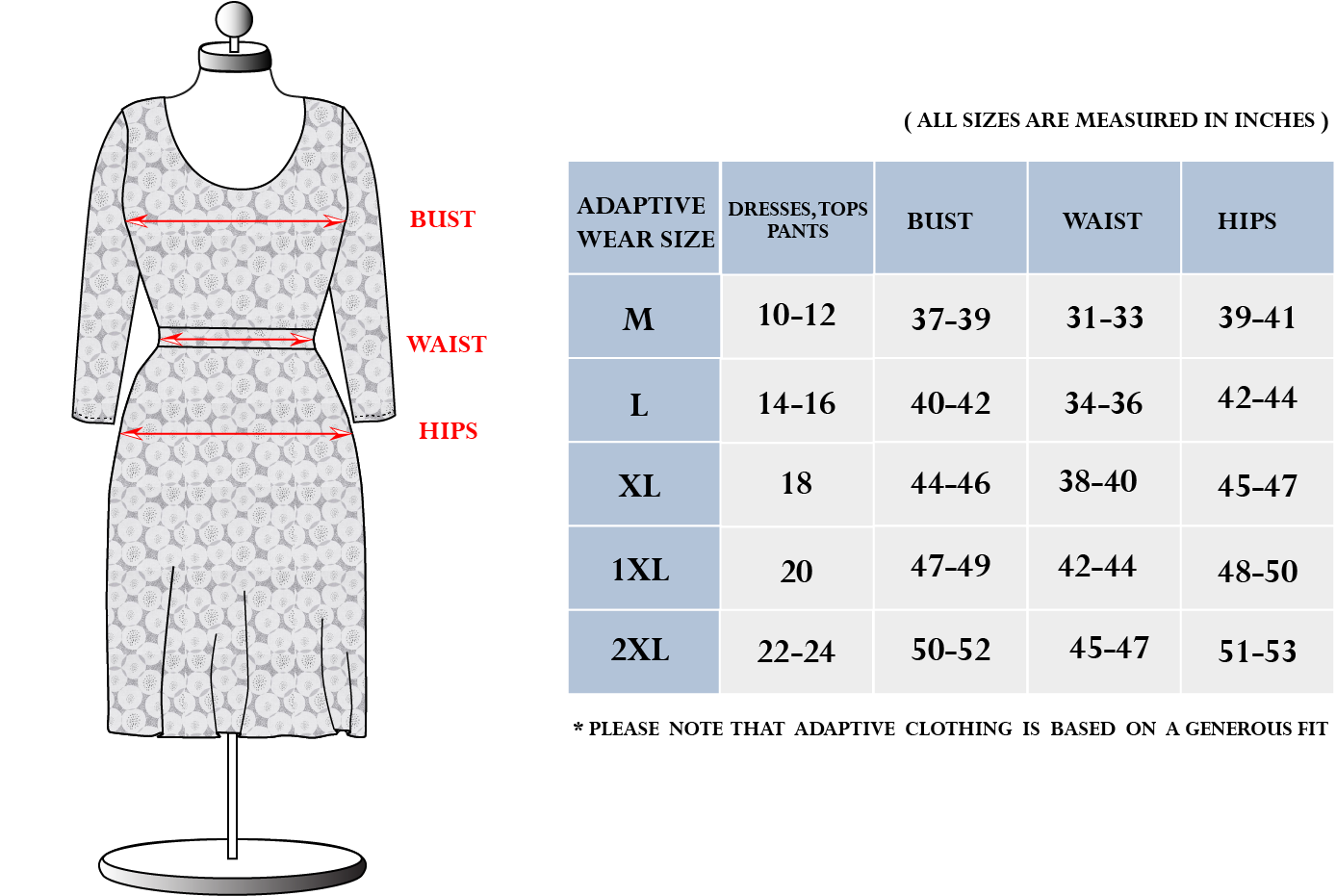 Matilda Women S Clothing Size Chart