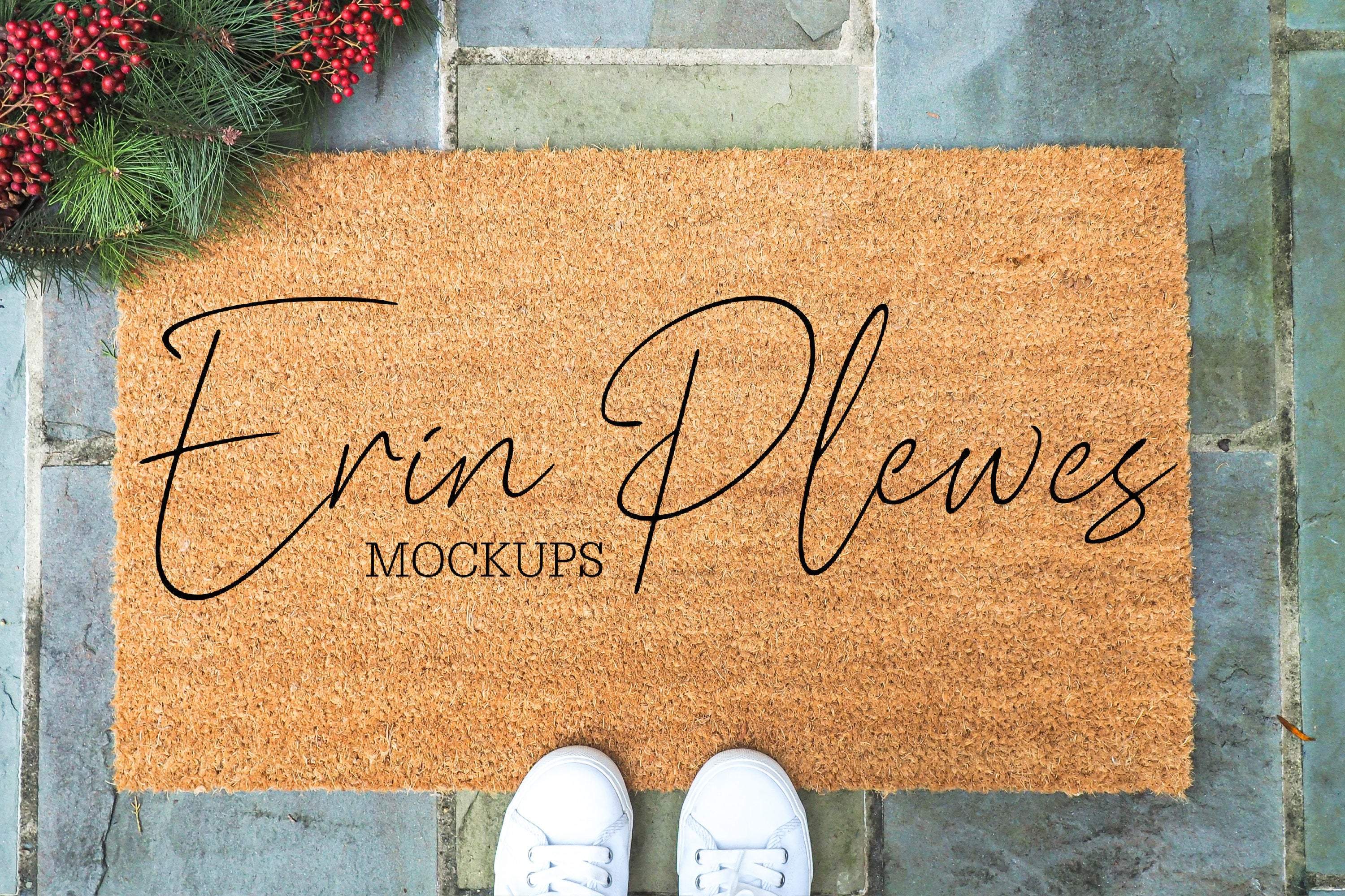 Download Doormat Mockup Christmas Coir Mat Mock Up Farmhouse Rug Flatlay Out