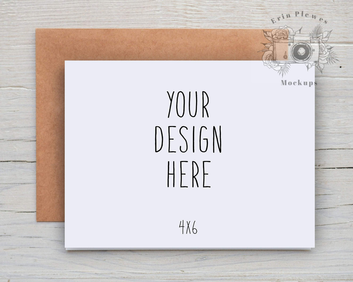 Download 4x6 Card Mockup with Kraft Envelope, 4"x6" Thank You Card Mock Up for