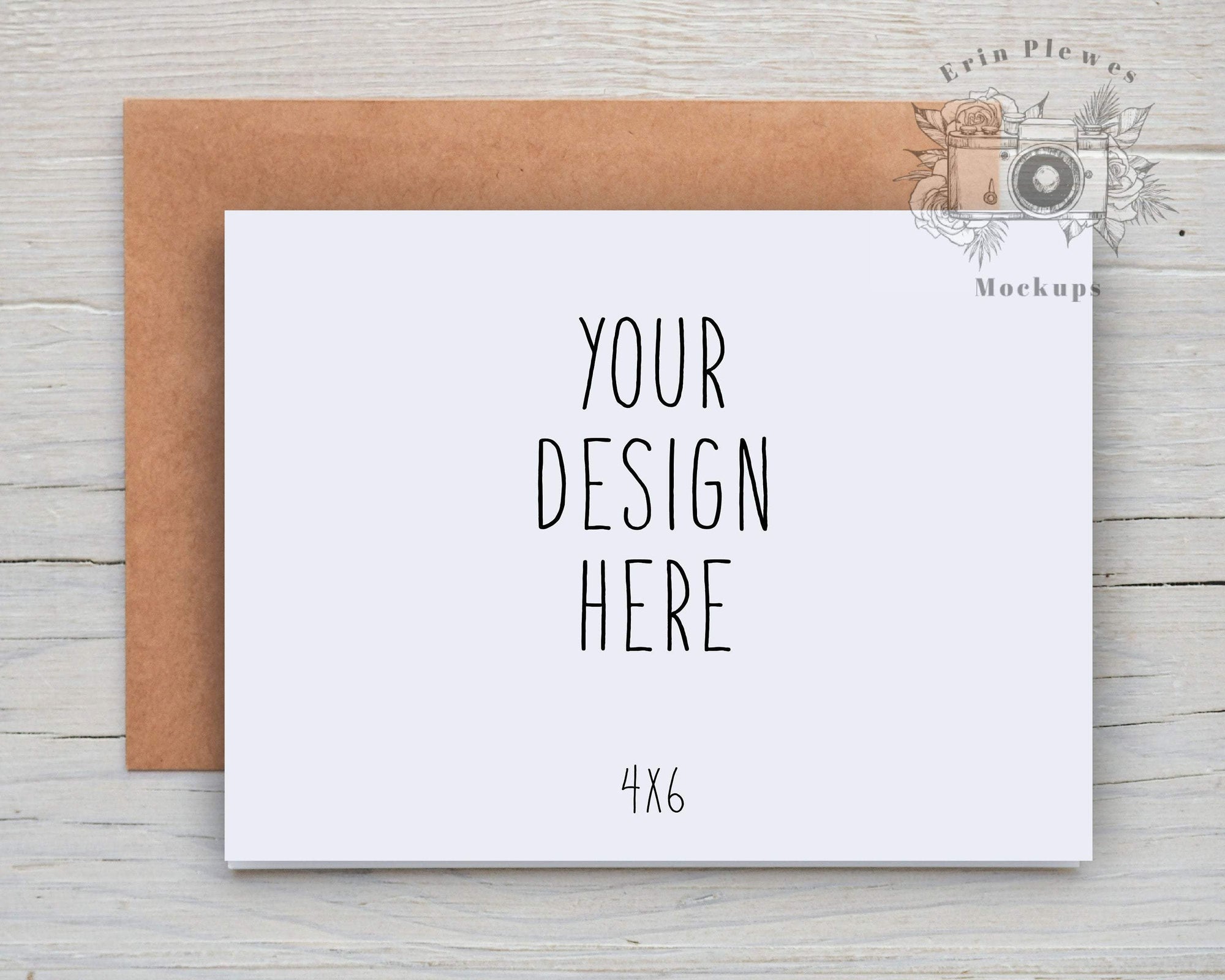 Download 4x6 Card Mockup with Kraft Envelope, 4"x6" Thank You Card ...