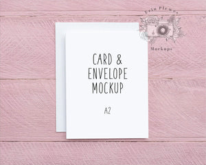 Download A2 Card Mockup Greeting Card Mock Up With White Envelope On Pink Back