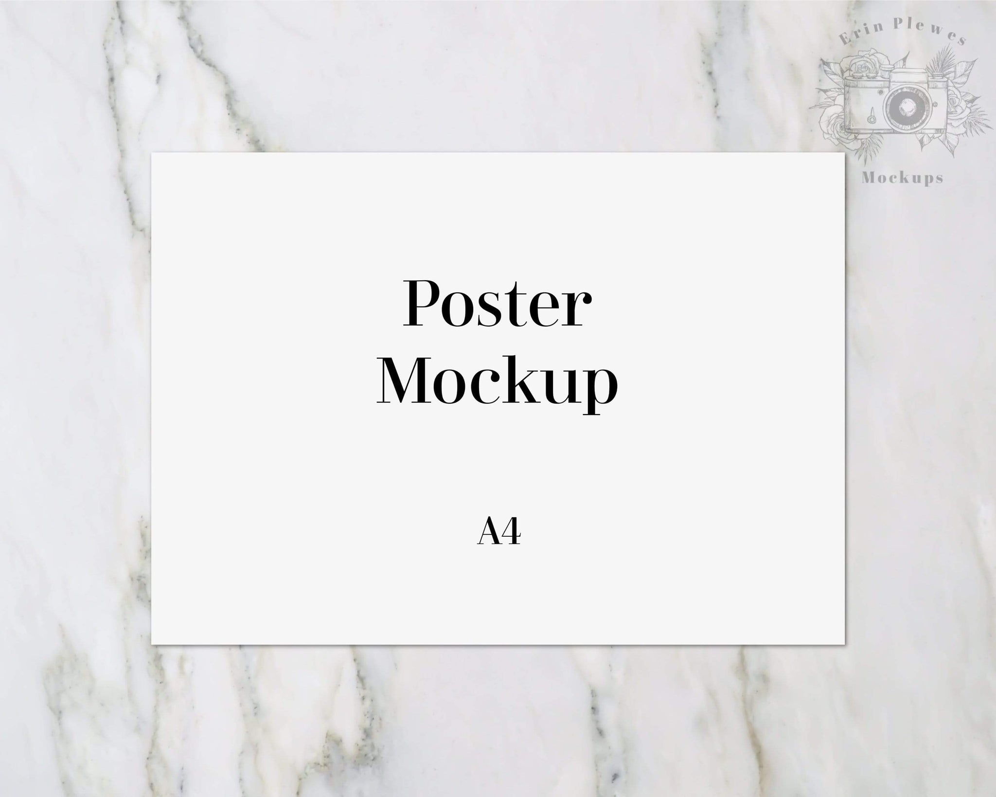 Download A4 Print Mockup Horizontal Poster Mockup On Marble Paper Flat Lay Mo