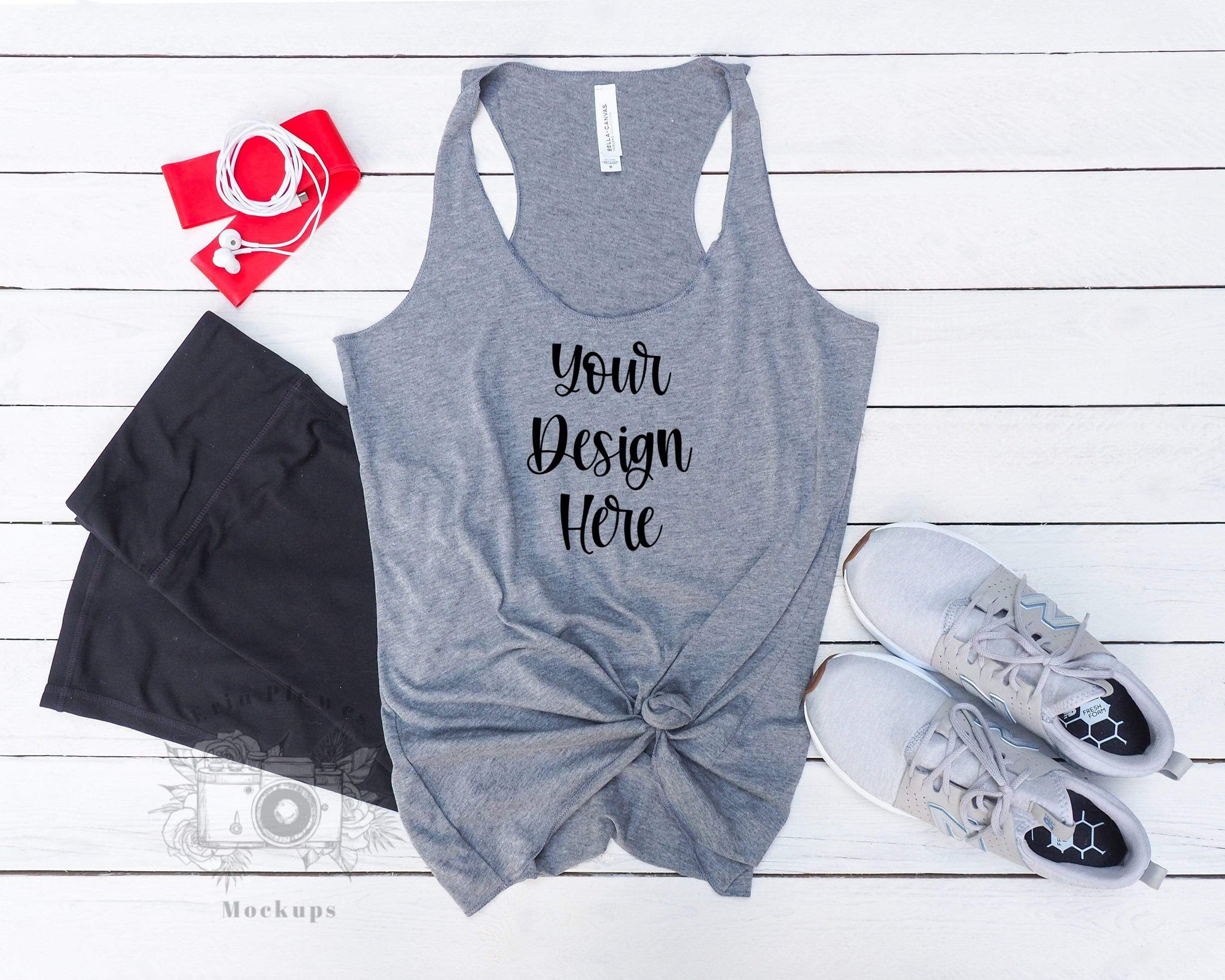 Download Bella Canvas Grey 8430 Mockup Bella Canvas Gray Tank Mockup Flatlay