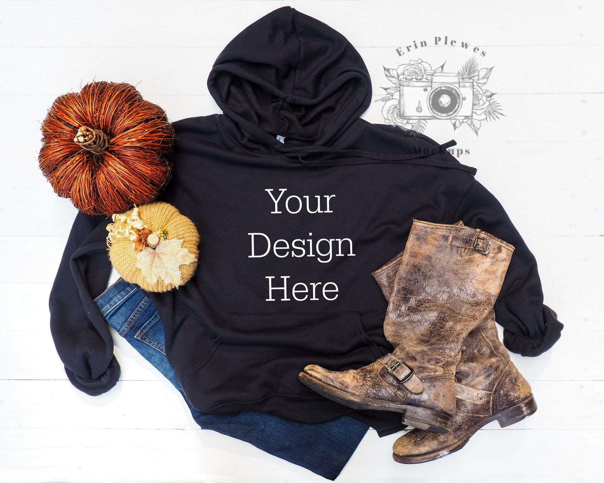 Download Bella Canvas Hoodie Mockup Sweatshirt Mockup Flat Lay With Rustic Boo