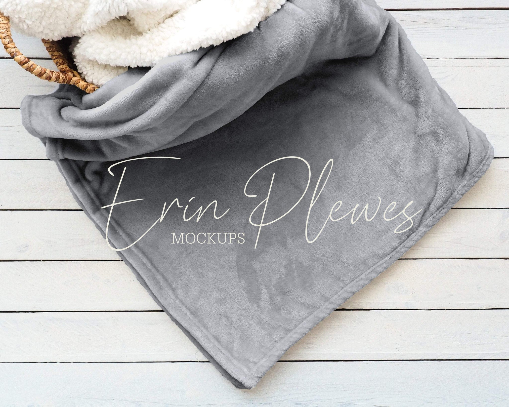 Download Blanket Mockup Charcoal Gray Minky Blanket Mockup In A Basket For Lif