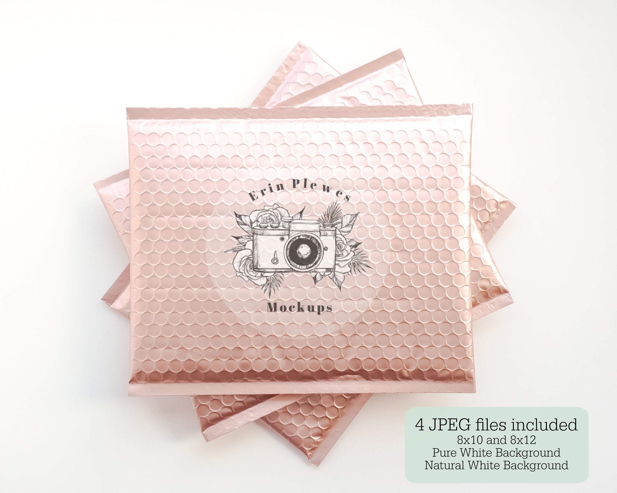 Download Bubble Mailer Mockup, Rose Gold Package Mock Up, Pink Poly Mailer Set