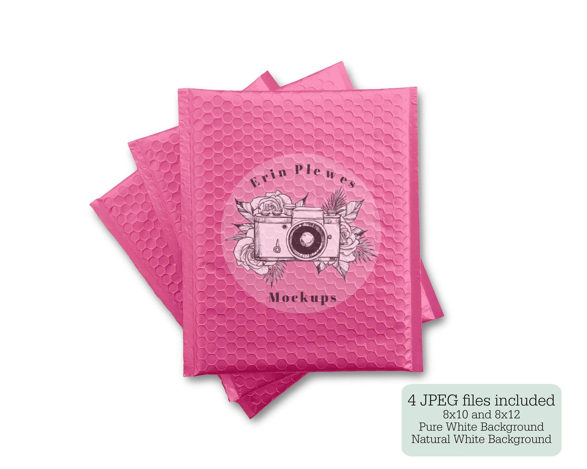 Download Bubble Mailer Mockup Set Pink Bag Mock Up Flat Lay Pink Poly Mailer